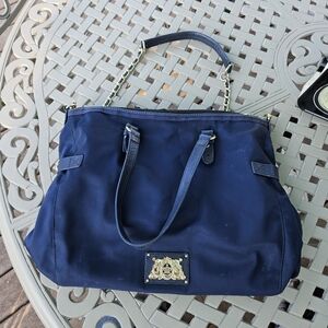 Juicy Couture Navy Malibu Tote Bag w attachable chain